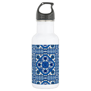 Botella De Agua Baldosas Mediterráneas, Portuguesas, Azulejo, Mayó