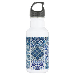 Botella De Agua Baldosas Mediterráneas, Portuguesas, Azulejo, Mayó