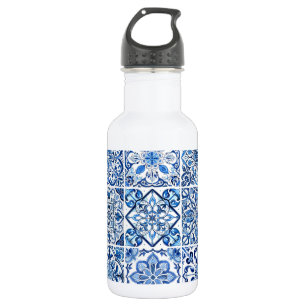 Botella De Agua Baldosas Mediterráneas, portuguesas, Azulejo, Mayó