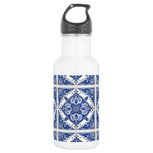 Botella De Agua Baldosas Mediterráneas, Portuguesas, Azulejo, Mayó