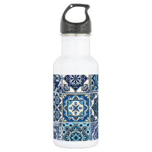Botella De Agua Baldosas Mediterráneas, Portuguesas, Azulejo, Mayó