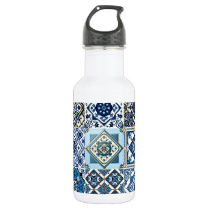 Botella De Agua Baldosas Mediterráneas, Portuguesas, Azulejo, Mayó