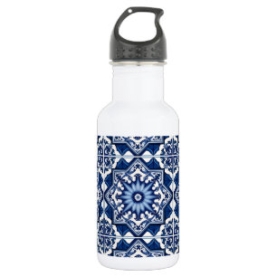 Botella De Agua Baldosas Mediterráneas, Portuguesas, Azulejo, Mayó