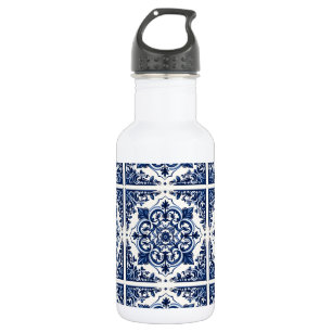 Botella De Agua Baldosas Mediterráneas, Portuguesas, Azulejo, Mayó