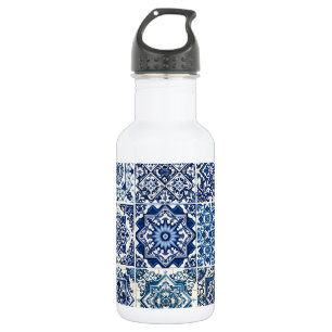 Botella De Agua Baldosas Mediterráneas, Portuguesas, Azulejo, Mayó