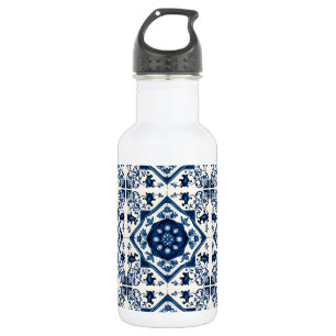 Botella De Agua Baldosas Mediterráneas, Portuguesas, Azulejo, Mayó
