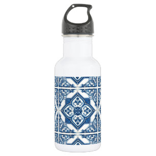 Botella De Agua Baldosas Mediterráneas, Portuguesas, Azulejo, Mayó