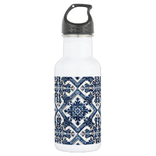 Botella De Agua Baldosas Mediterráneas, Portuguesas, Azulejo, Mayó