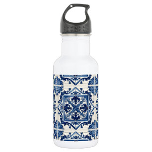 Botella De Agua Baldosas Mediterráneas, Portuguesas, Azulejo, Mayó