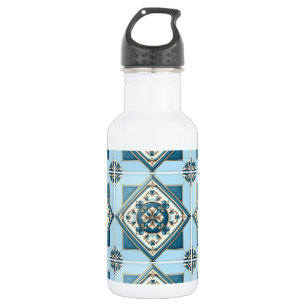 Botella De Agua Baldosas Mediterráneas, Portuguesas, Azulejo, Mayó