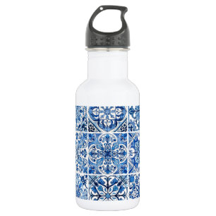 Botella De Agua Baldosas Mediterráneas, Portuguesas, Azulejo, Mayó