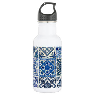 Botella De Agua Baldosas Mediterráneas, Portuguesas, Azulejo, Mayó