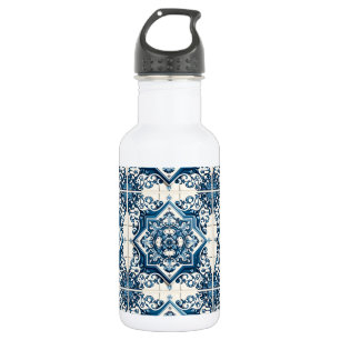 Botella De Agua Baldosas Mediterráneas, Portuguesas, Azulejo, Mayó