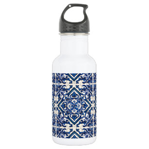Botella De Agua Baldosas Mediterráneas, Portuguesas, Azulejo, Mayó
