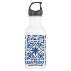 Botella De Agua Baldosas Mediterráneas, Portuguesas, Azulejo, Mayó