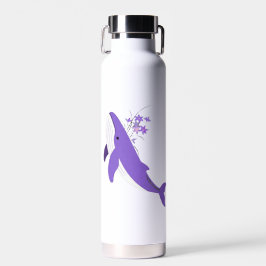 Botella De Agua Ballena y Lirios Morados Estéticos 22oz Agua Thor 