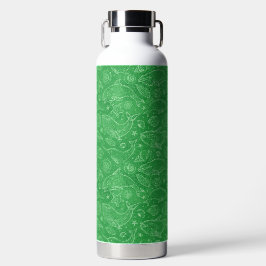BOTELLA DE AGUA BALLENAS VERDES BRILLANTES Y CONCHAS DE VERANO