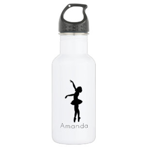 Botella De Agua Ballerina Black Silhouette Personalizada