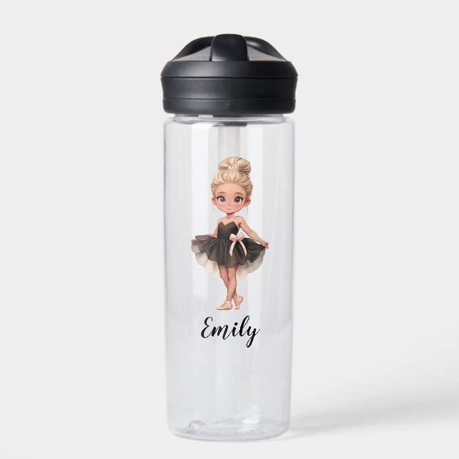 Botella De Agua Ballerina con vestido negro (Delante)
