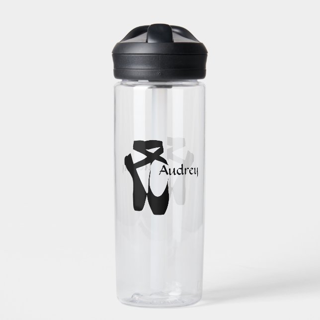 Botella De Agua Ballet Ballerina Black Pointe Personalizado (Delante)