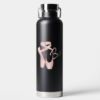 Botella De Agua Ballet Ballerina Pink Pointe Shoes Negro