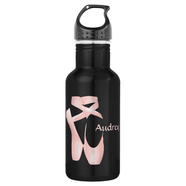 Botella De Agua Ballet Ballerina Pink Pointe Shoes Personalizado 1 (Anverso)