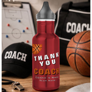Botella De Agua Balón de Baloncesto Gracias Entrenador