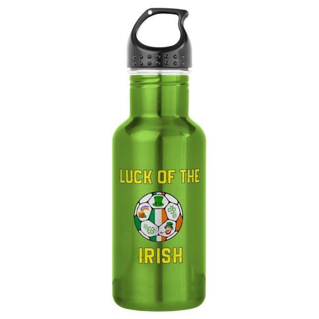 Botella De Agua Balón de fútbol de la bandera de Irlanda - Suerte  (Anverso)