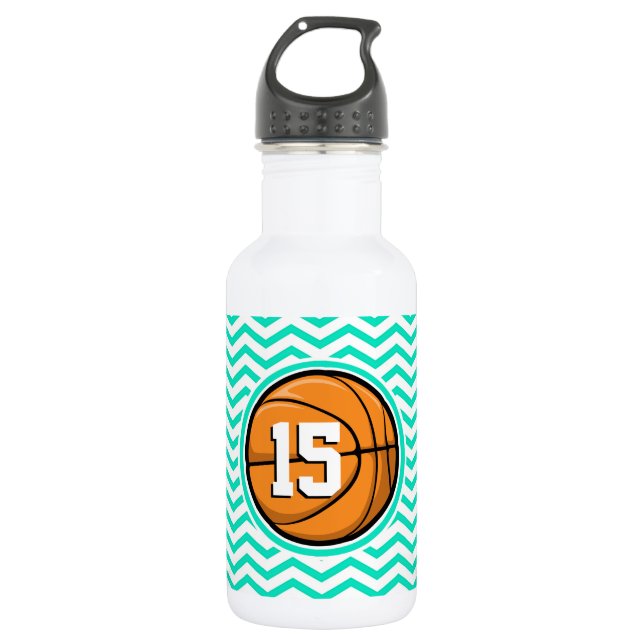 Botella De Agua Baloncesto; Aqua Green Chevron (Anverso)