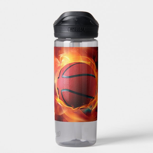 Botella De Agua Baloncesto de floración de nombre personalizado (Atrás)