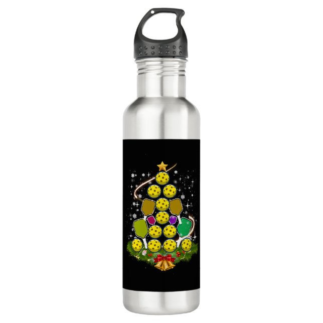 Botella De Agua Baloncesto de Navidad Árbol de Pickleball Papá Noe (Anverso)