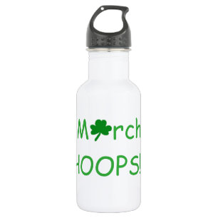 Botella De Agua Baloncesto Divertido Trébol Verde HOOPS de Marzo