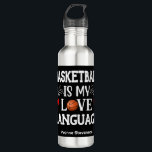 Botella De Agua Baloncesto es mi idioma de amor Jugador de balonce<br><div class="desc">Esta divertida botella de agua "El básquetbol es mi lengua de amor" es perfecta para cualquiera que ame el baloncesto. Añade un nombre a la parte inferior y seguro que no lo perderá en una partida.</div>