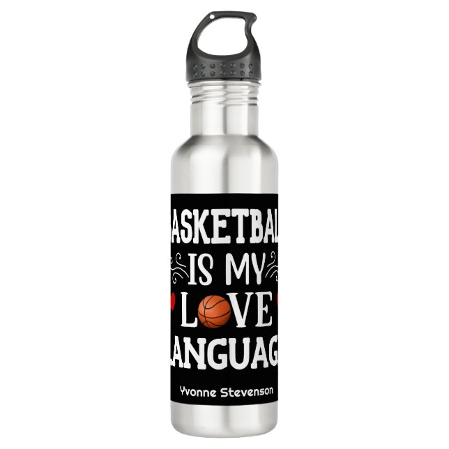 Botella De Agua Baloncesto es mi idioma de amor Jugador de balonce (Anverso)