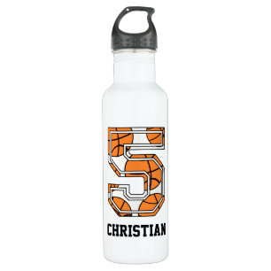 Botella De Agua Baloncesto personalizado número 5