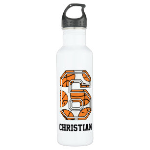 Botella De Agua Baloncesto personalizado número 6