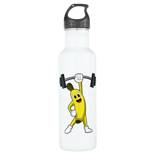 Botella De Agua Banana en entrenamiento de Fortaleza con Barbell (Anverso)
