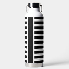 Botella De Agua Bandas blancas negras con un minúsculo monograma r