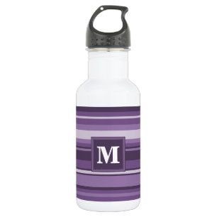 Botella De Agua Bandas de lavanda monogramo