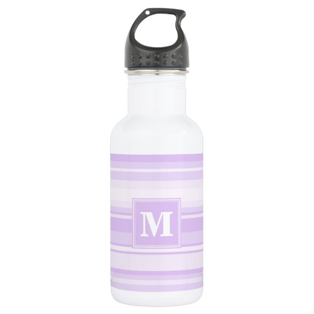 Botella De Agua Bandas de lilac monogramo (Anverso)