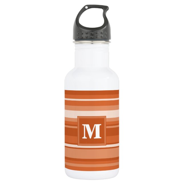 Botella De Agua Bandas de naranja monogramo (Anverso)