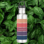 Botella De Agua Bandas estéticas de color rosa dulce y azul sereno<br><div class="desc">Aumente su experiencia hidratante con la "Botella de agua de franjas estéticas azul rosadas y serenas", exclusivamente de la empresa de tecnología de masturbación en Zazzle. Este diseño de moda combina rayas rosadas de caramelo, del desierto de Rosa y azules de Serene, creando una sinfonía visual que calma y cautiva....</div>