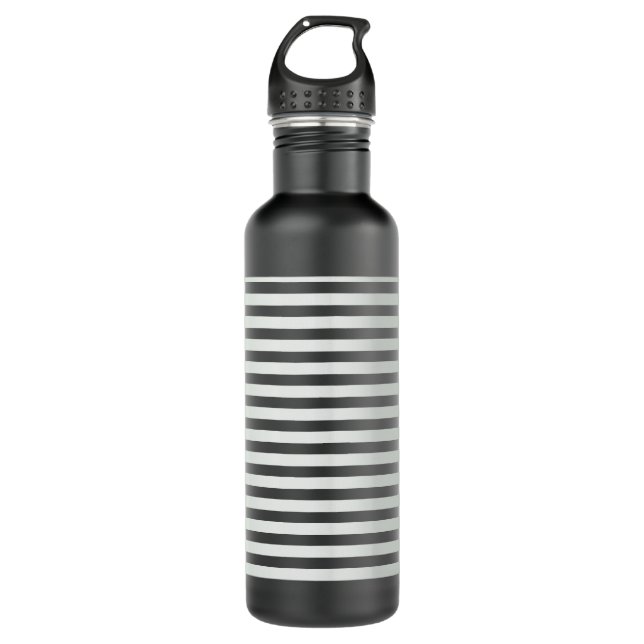 Botella De Agua Bandas metálicas de plata negro (Anverso)