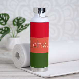 Botella De Agua Bandas modernas multicolores con nombre