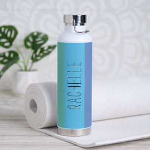 Botella De Agua Bandas modernas multicolores con nombre