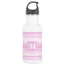 Botella De Agua Bandas rosadas para bebés monogramo