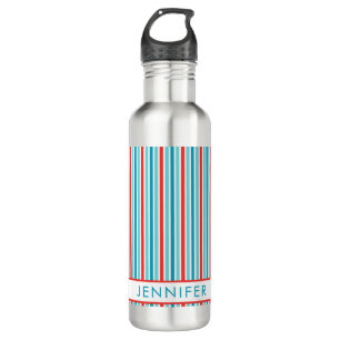 Botella De Agua Bandas verticales azul rojo negrita personalizadas
