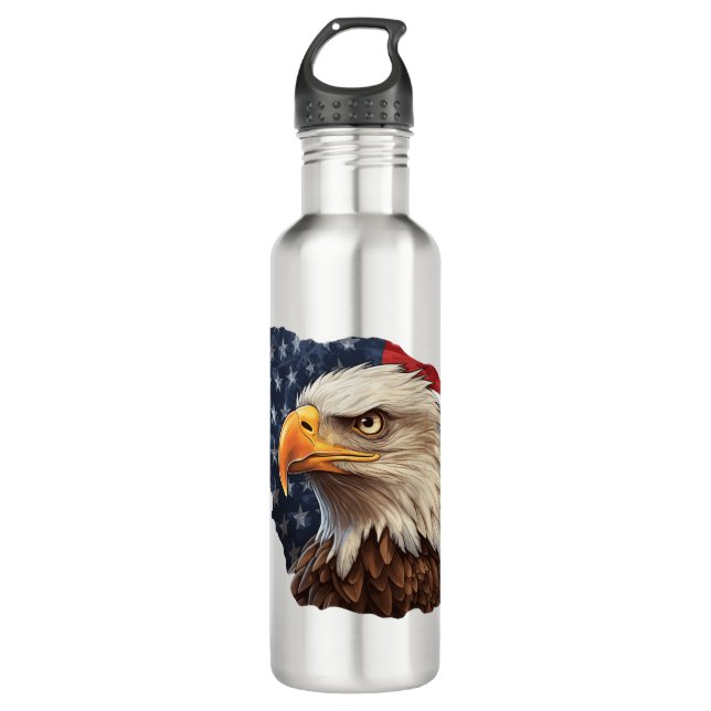 Botella De Agua Bandera americana águila calva (Anverso)