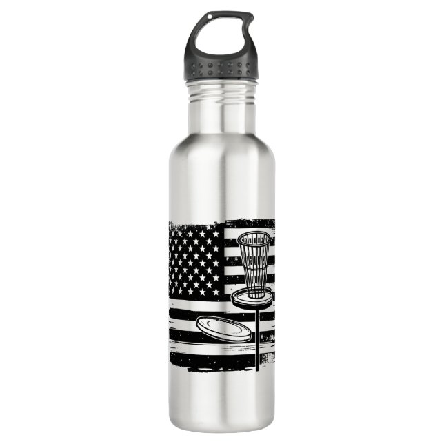 Botella De Agua Bandera Americana de Golf de Disco (Anverso)