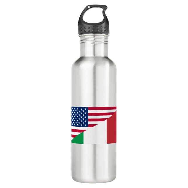 Botella De Agua Bandera americana italiana de los E.E.U.U. Italia (Anverso)